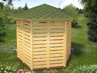 Шестигранная беседка из дерева "Кедровая" вид сзади