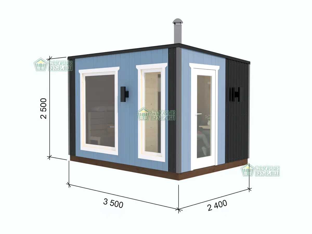 Каркасная баня «Мини» 2,5х3,5 Чертеж