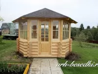 Беседка шестиугольная с остеклением