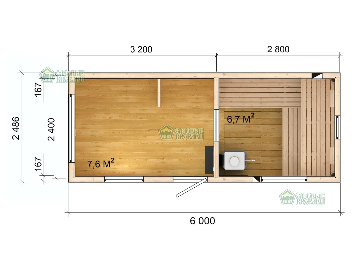 Баня каркасная Север фото размеры
