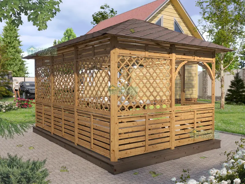 Деревянная веранда Аура XL размер 3Х4,5 №4