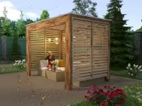 Пергола с жалюзи и крышей из поликорбаната