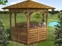 Беседка для дачи в стиле лофт вид сбоку