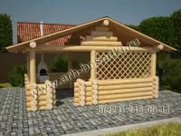 Беседка с мангалом, рубленная из бревна