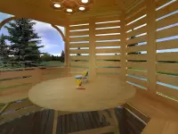 Шестигранная беседка из дерева "Кедровая" интерьер