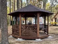 Беседка восьмигранная Темная сетка №4