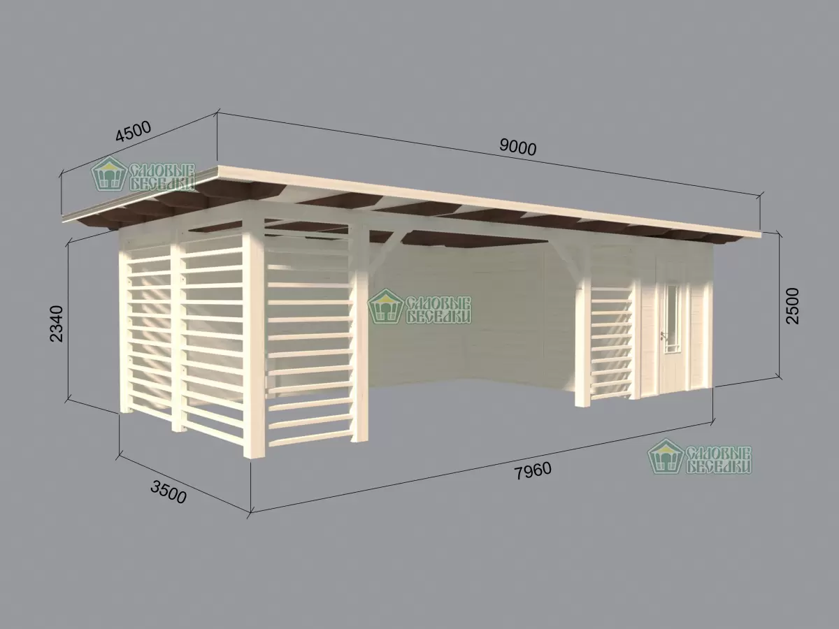 Беседка-веранда Астра 3,5х8м №10