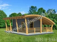 Баня рубленная с гнутой крышей