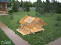 Рубленый колодец с крышей