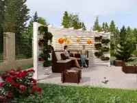 Белая угловая пергола №3