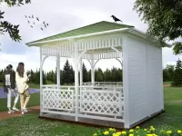 Беседка для дачи Мечта 3х3 с глухой стеной