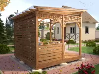 Беседка открытая ЛОФТ с крышей из поликарбоната фото