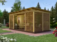 Веранда из дерева с подсобным помещением 3х6 метра №3