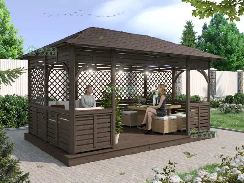 Деревянная веранда Аура XL размер 3Х4,5 №6