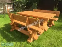Комплект садовой мебели из оцилиндрованного бревна