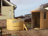 Мини сауна уличная круглая диаметр 220 (ЛИСТВЕННИЦА, Архангельский лес)