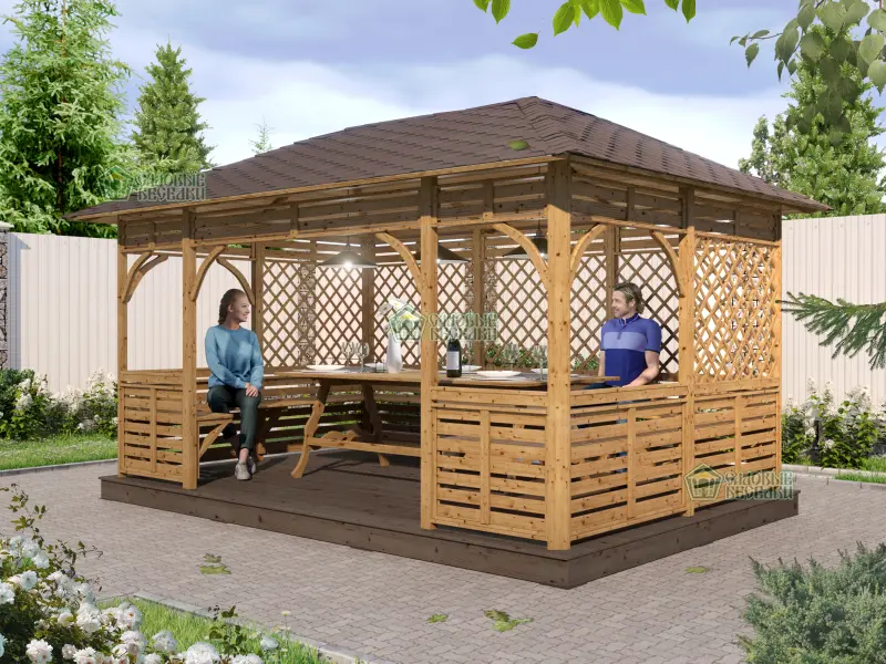 Деревянная веранда Аура XL размер 3Х4,5 №2