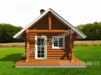 Сруб бани из бревна с крыльцом