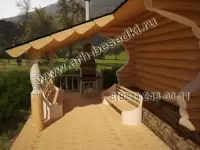 Баня с пристройкой под мангал и большой террасой