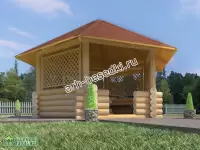 Сруб беседки из оцилиндрованного бревна