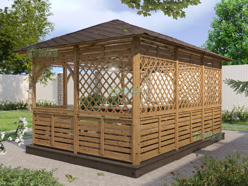 Деревянная веранда Аура XL размер 3Х4,5 №5