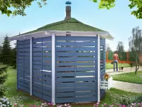 Беседка с мангалом "Семейная" фото сбоку