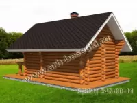 Сруб бани из бревна с крыльцом